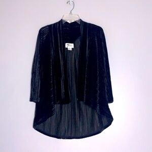 Andrea Jovine Black Velvet line texture opera swing jacket open front new w/tag